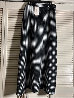 Black and White Polka Dot A-Line Skirt